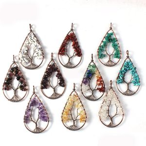 Pendant Necklaces Wholesale 12 Pcs Natural Amethyst Tree Of Life Pendants Crystal Gems Sier Fashion National Style Unisex Pendant Nec Dhd5I