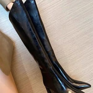 Boots Women Chelsea Knee High Heels Boots Winter Fashion Party Shoes Thick Pumps Motocycle High Boots Casual Zip Snow Botas 220908