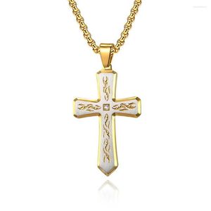 Colares pendentes 316L Colar de aço inoxidável Cruzado de titânio Crucifix Jóias religiosas para homens e mulheres