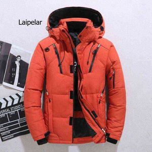 Men's Down Parkas Brand Down Jacket Male Winter Parkas Men White Duck Down Jacket Hooded Outdoor Multi Pockets Thick Warm Padded Snow Coat Male Y22