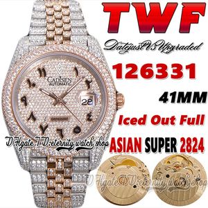 TWF V3 EW126331 CF126301 A2824 AUTOMÁTICO Mens relógio gelado Diamantes incrustam