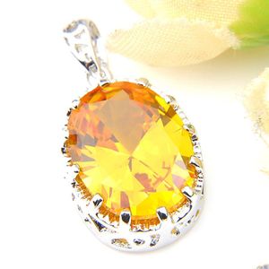 Pendant Necklaces 925 Sterling Sier Plated Oval Brazil Citrine Gems Pendants Russia American Holiday Gift Necklaces Drop Delivery 202 Dhgcf