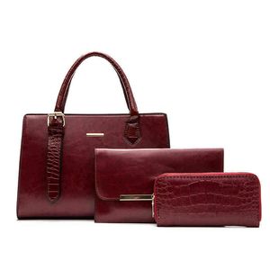 Borse di lusso Wholele per donna borse a mano tote moda borsa ladi in pelle PU colore puro set 3 in 1