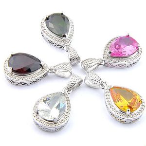 Kolye Kolyeleri Karıştırma 5 PCS Gökkuşağı Yeni 925 Sterling Sier Göz kamaştırıcı Damla Peridot Citrine Garnet Topaz Kolyeler Lady Party Dhj46