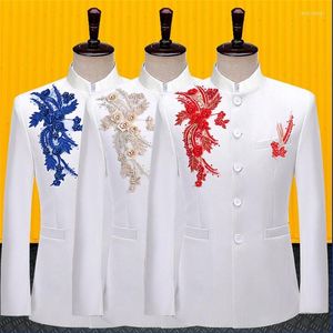 Men's Suits Sequins Blazer Men Chinese Tunic Suit Stand Collar Jacket Mens Stage Costumes For Singers Clothes Dance Star Style Dress B557