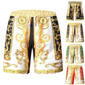 Мужские шорты Gold роскошные печать на пляже мужские брюки Большой размер 2022 Лето необычная одежда продукты свободная платья для вечеринки барочка