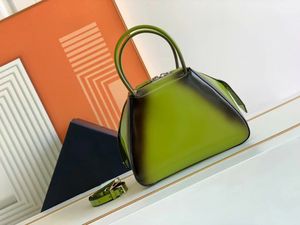 Designer Ivy Color Small Shiny Leather Tote Bags Enameled Metal Triangle Handbags 2022 Fall/Winter Fashion Shoulder Bag Hand-painted Totes Three-Dimensional Purse