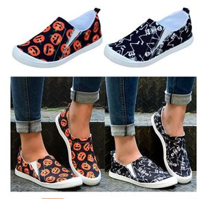 women shoes slip-on Halloween Pumpkin casual shoes sneakers flat trainers casuals Skull pattern