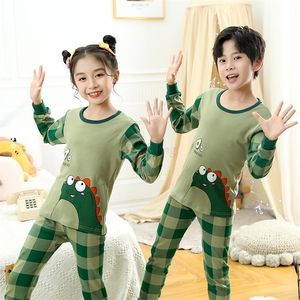 Pijamas crianças de pijamas de algodão de manga cheia conjuntos de pijamas de dinossauros meninos pijamas para crianças por 2 a 14 anos adolescentes pijamas roupas de noite para casa 220909