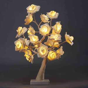 Lumières nocturnes Pheila LED Nights Lights Fairy Rose Tree Lampe USB Powered Bedside Study Lampe For Christmas Room Bureau Decoration Holiday Lighting T220907