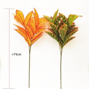 装飾的な花74cm 26葉の大きな人工フィカスツリートロピカルパーム植物偽の鉢植えのプラスチックの葉の家の装飾のための地下盆栽