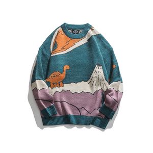 Men s Sweaters Harajuku Cartoon Little Dinosaur Knitted Sweater Spring Winter Men Women Vintage Pullover Casual Streetwear Tops Clothes 220908