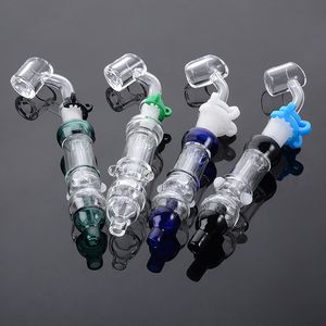 Muti Colors NC Kit Narghilè Tubi da fumo da 7 pollici con 10mm Joint Banger Piccoli strumenti Dab Spessi bong in vetro Pyrex Clip in plastica NC39