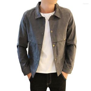 Mäns jackor Autumn Men's Jacket Rockar Long Casaco 2022 Trend Personlighet Enkel toppvatten Brand Solid Color Suede Men