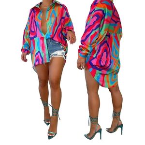 2023 Women Clothes Designer Shirt Dresses Tie Dye Print Fashion Cardigan Dress Tops For Woman