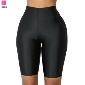 Wholesale womens black yoga shorts resale online - Women High Waist shaping Yoga Shorts Fluorescence Green Pink Black Shiny Skinny Leggings Workout Sport Gym Fitness306y