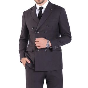 Erkekler takımları blazers erkekler ince fit moda iş rahat çift göğüslü blazer ceket ceket pantolonları düğün damat partisi sıska 2 adet pantolon 220909