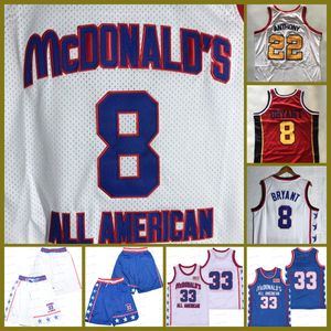 McDonald's All American 33 Basketball Jersey 22 Anthony gestikte shorts Pocket White Royal Blue Stitched NCAA College Mens Jerseys Sport Suit