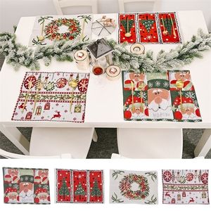 Другое мероприятие поставьте рождественскую игрушку Санта -Клаус вязаная ткань Placemat Merry Ercoration для домашнего орнамента Cristmas Table Kitchen Deco XMA 220908