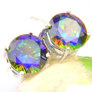 Stud 6 Pairs Gentle Round Shiny Colored Mystic Topaz Gems 925 Sterling Sier Plated Stud Earrings Russia Canada Drop Delivery 2021 Jewe Dhm9Q