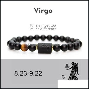 P￤rlstr￤ngar 12 konstellation armband m￤n svart sten p￤rla str￤ngar v￤nder tur armband stj￤rnskylt zodiak horoskop ￤lskare par fr dh1vm