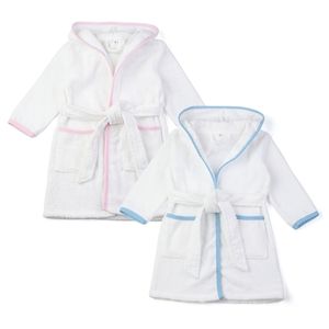 Towels Robes Monogram Bath Robe Boys Belt Cotton Terry Fabric Long Sleeve Button Up With Hat Gilrs Robe For Kids 220909