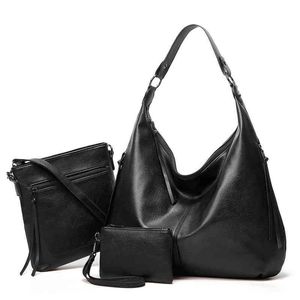 2021wholale Vintage Tote Crossbody Hobo Shoulder Bag Soft Pu Leather Women 3st Purs and Handbags Ladi