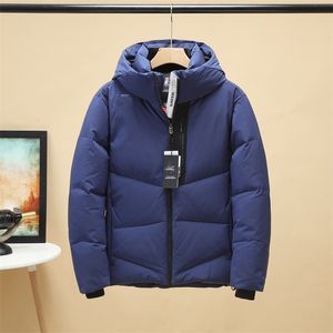 Parkas masculinos, o rei dos jaquetas, homens com capuz jaqueta de inverno, mangas compridas chapéu destacável 90% de pato branco recheio casual casual 220909