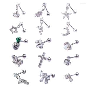 Stud Earrings 1pc Zircon Ear Tragus Rings 20G Stainless Steel Bar Piercing Cartilage Daith For Women Men Body Jewelry