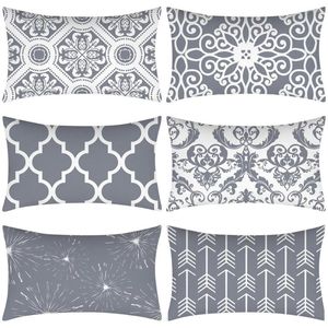 Pillow 2pcs European Grey Geometrical Peach Velvet Pillowcase Household Sofa Cover