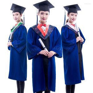 Giyim setleri yetişkin mezuniyet lisans elbisesi cüppeleri üniversite öğrencileri kolej okulu üniforma sınıfı akademik elbise ceketleri şapka cosplay