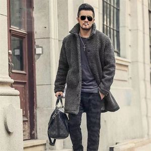 Misto lana da uomo Inverno Grigio Pile spesso Uomo Cappotto lungo Capispalla Caldo cotone Casual da uomo Cappotto caldo di lana Teddy Capispalla maschile di marca S-7XL 220909