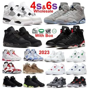 With Box Georgetown 6s Basketball Shoes Men Women Military Black cat Violet Ore 4s Red Oreo Bred Ourple Metallic UNC 6 White Cemnet 4 Fire Red Seafoam Midnight Navy