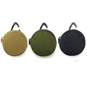 DHL50pcs Coin Purses Men Oxford Plain Army Green Circle Shaped Earphone Keychain