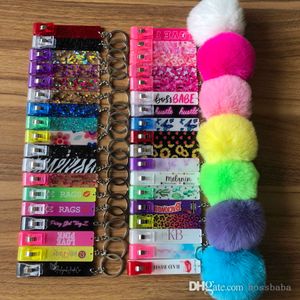 Fashion Cute Credit Card Puller Pompom Key Rings Acrylic Debit Bank Car Card Grabber For Long Nail ATM Keychain Cards Clip Nails Tools