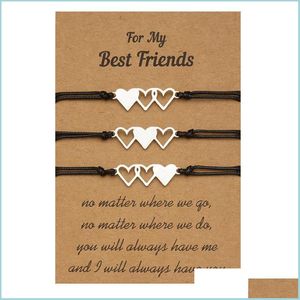 Очарование браслетов Best Friends Card Браслет творческая нержавеющая сталь Сердце Вакс Плетена