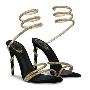 Elegant Brands Renes Margot Jewel Sandals Shoes For Women Caovillas Pumps Sexy Crystals Strappy High Heels Party Wedding Dress EU35 V
