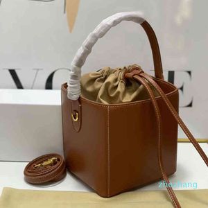 Drawstring Shoulder Bags Bucket HandBag Women Leather Square Tote Bags Designer Messenger