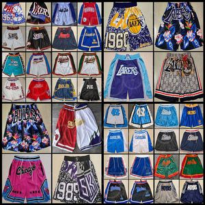 Uomo Maglia Team Ritorno al passato Just Don Faccia cucita Pantaloncini da basket Tasche Mitchell Ness North Carolina Wolverines High School Black Mamba Western Eastern Hip Pop