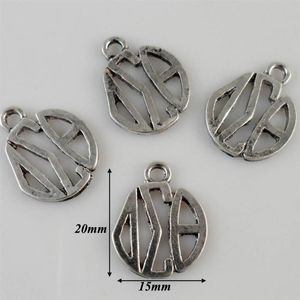 Wholesale delta charms for sale - Group buy Charms Whole a antique silver plated greek letter Sorority delta sigma theta connector pendant Factory e256e