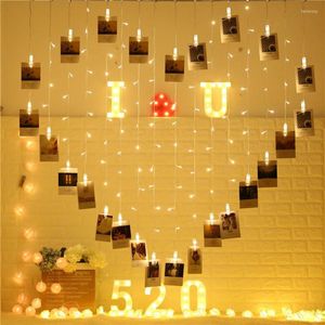Sznurki miłość serce świąteczne światło wróżki 2,5m 124 Karta sznurka okna LED PO CLIPS ICICLE Wedding Garland