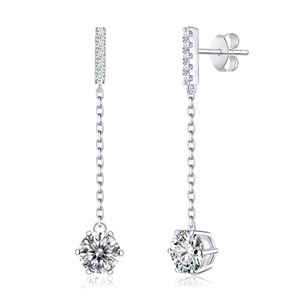 Orecchini pendenti in argento sterling 925 colore DEF Classico orecchino in moissanite a sei artigli da donna