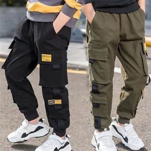 Trousers EACHIN Boys Pants Solid Cargo Teenage Boy MultiPocket Kids Spring Autumn Casual Streetwear 220909