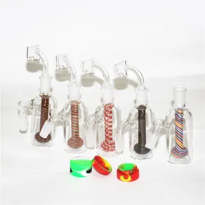 big Ash catcher 14mm 18mm joint hookahs ashcatcher 45 degree angle colorful Water Glass rigs bong pipes