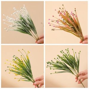 Dekorativa blommor 1 bit gr￶n simulering enkel konstgjord gr￤s blad f￤rgglada falska v￤xter f￶r br￶llopsskytte prop hem dekoration