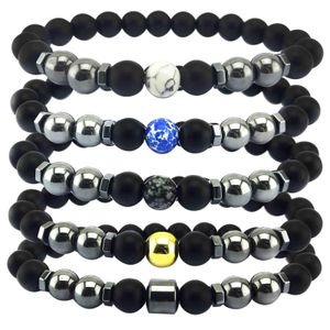 Fios de miçangas de jóias feitas à mão Bracelete de pulseira por atacado Hematita imitação magnética Black Agate Bracelet White Turquoise Hand str dhovw