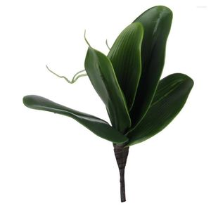 Decorative Flowers 1 Branch Artificial Butterfly Orchid Leaf Bush Simulation Grass Home Decoration Green