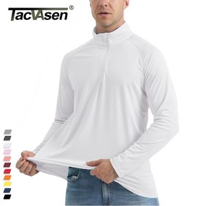 Herr thirts tacvasen upf 50 sunuv skydd tshirt 14 zip pullover utomhus fiske simning vandring prestanda uv tee skjortor topps 220909