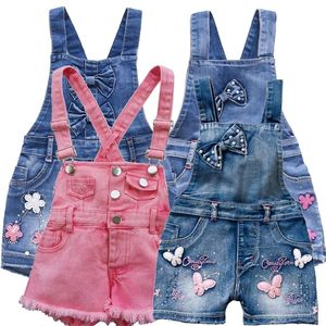 Overalls 2-11T Sommer Kinder Kinder Kleine Mädchen Strampler Shorts Denim Overalls Shortalls Jeans Baumwolle Denim Trägerhose strampler 220909