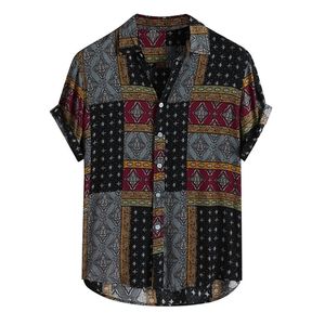 Chemises décontractées pour hommes Chemise Chemises imprimées ethniques Été Vintage Streetwear Manches courtes Bouton Harajuku Blouse chemise Homme Ropa Hombre 220908